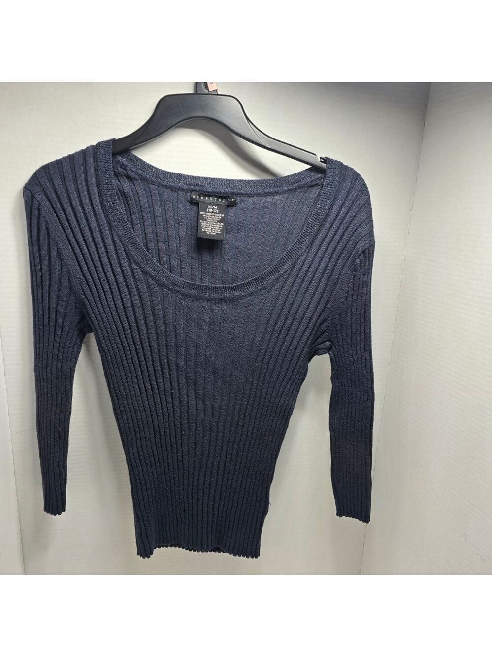 Women's Apostrophe Navy Ribbed Crew Neck Sweater M